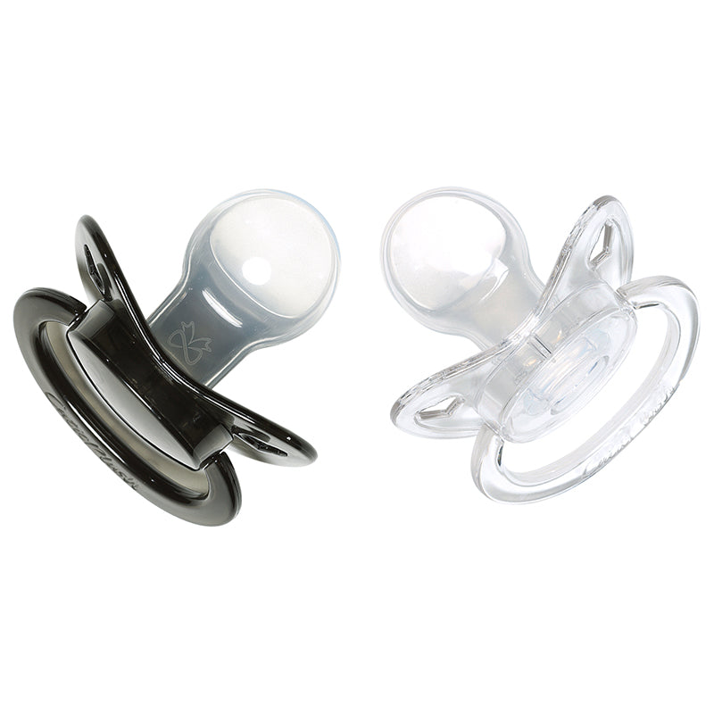 Crystal Heart Pacifiers 2 Pack-Black, White