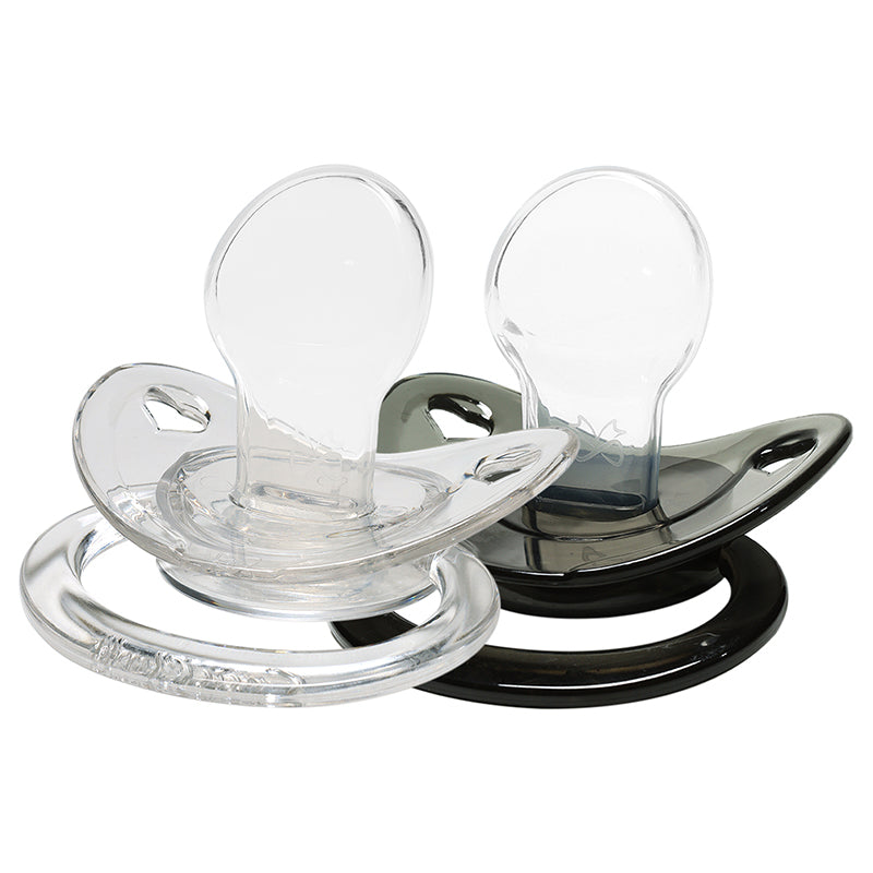 Crystal Heart Pacifiers 2 Pack-Black, White