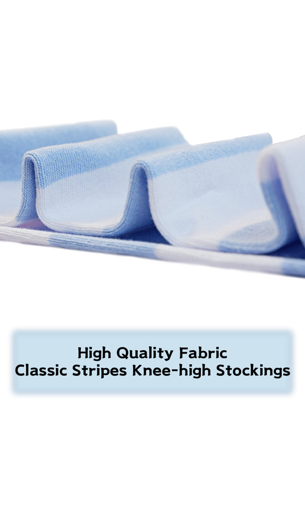 Cotton Striped Knee High Socks Extra Long Thigh High Stripe Socks 2 pairs Pack