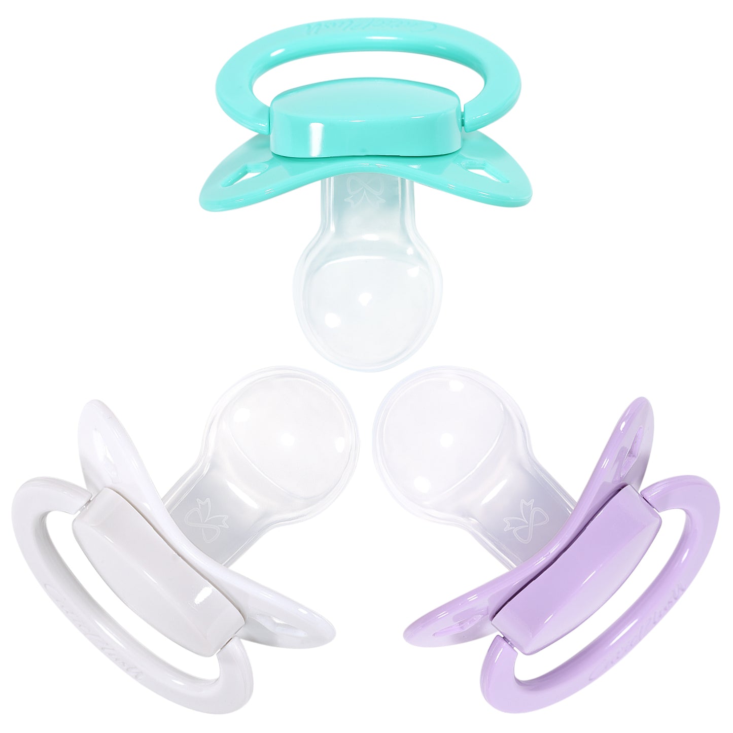 Adult Sized Pacifier 3 Pack-Purple, LightGreen, White