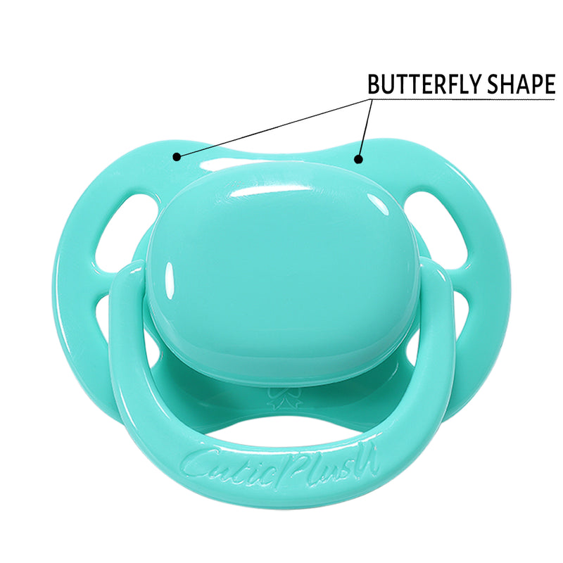 CutiePlusU Adult Sized Pacifier Dummy for Adult-Butterfly Shape Big Shield 3 Pack-Purple, Green, White