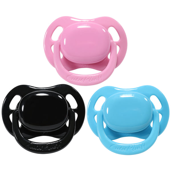 CutiePlusU Adult Sized Pacifier Dummy for Adult-Butterfly Shape Big Shield 3 Pack-Pink, Blue, Black