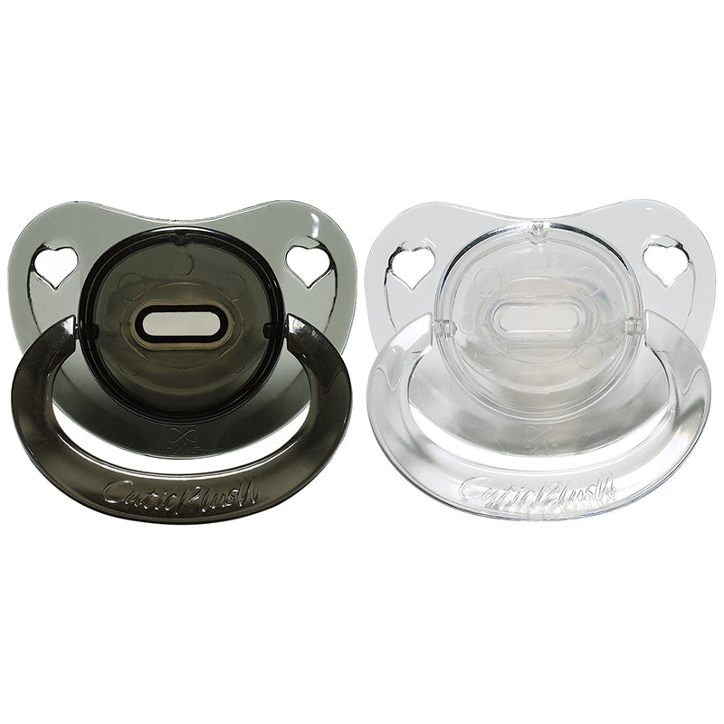 Crystal Heart Pacifiers 2 Pack-Black, White